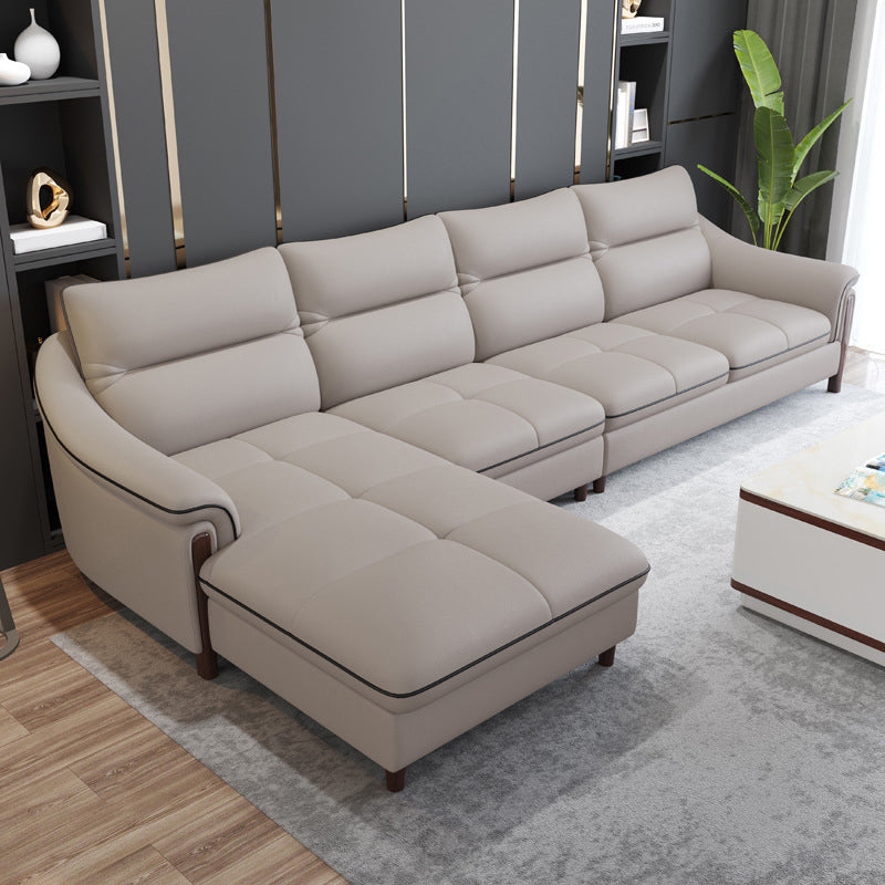 Nordic Style Sofa Bed Leather Material Sloping Armrest Cushioning Back Sofa