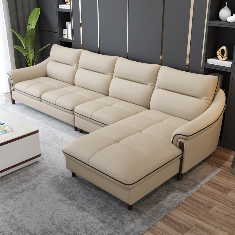 Nordic Style Sofa Bed Leather Material Sloping Armrest Cushioning Back Sofa