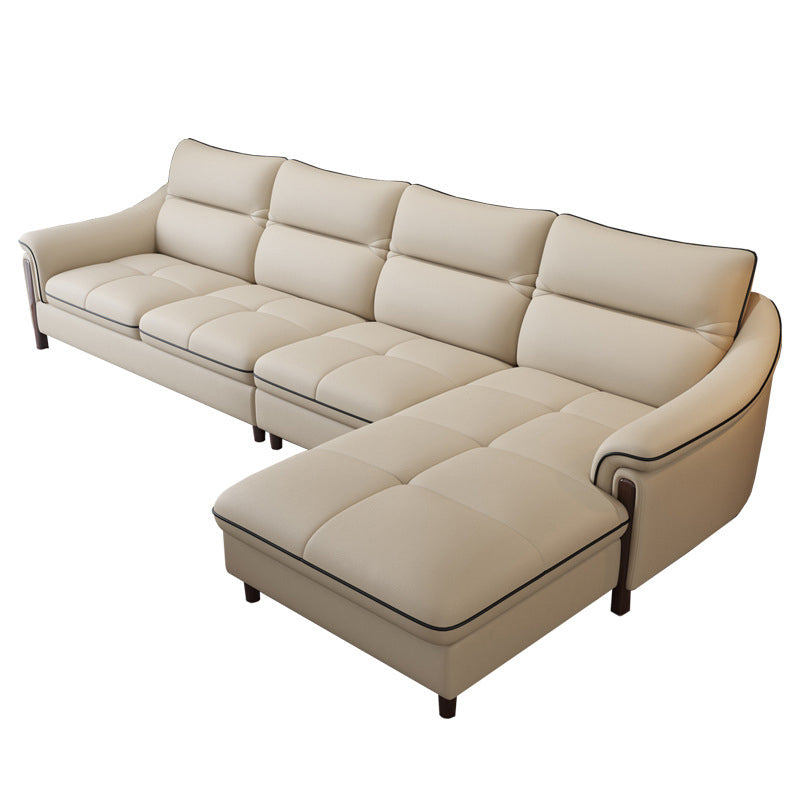 Nordic Style Sofa Bed Leather Material Sloping Armrest Cushioning Back Sofa