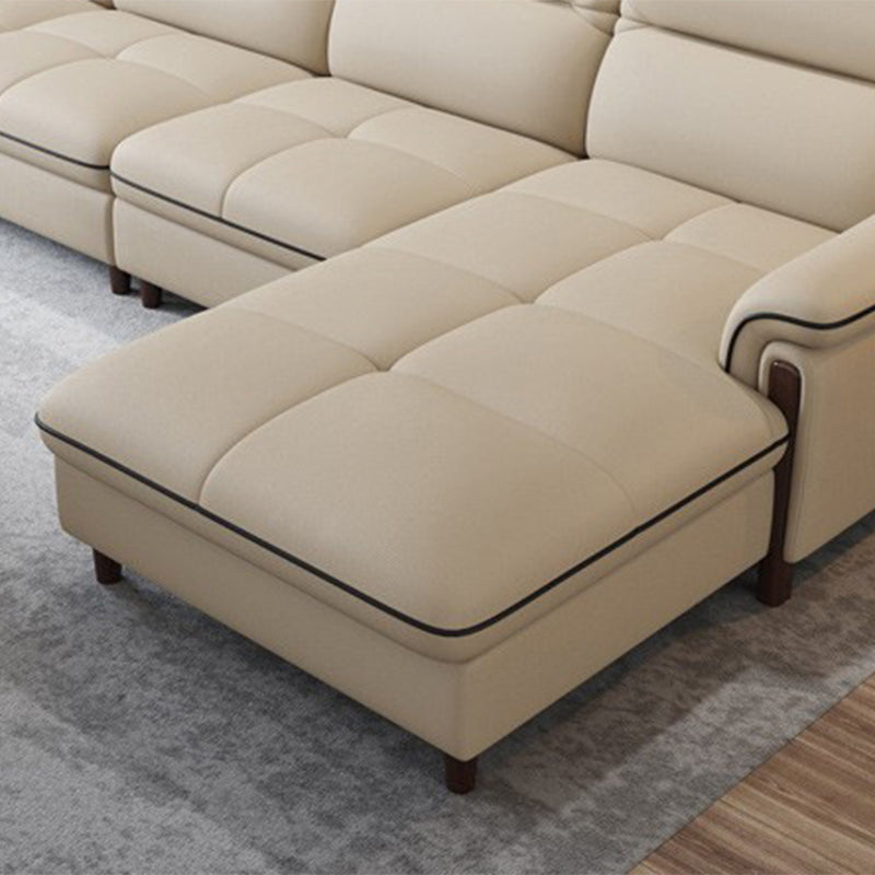 Nordic Style Sofa Bed Leather Material Sloping Armrest Cushioning Back Sofa