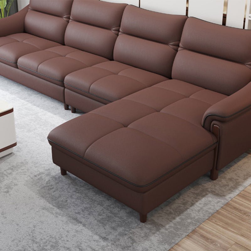 Nordic Style Sofa Bed Leather Material Sloping Armrest Cushioning Back Sofa