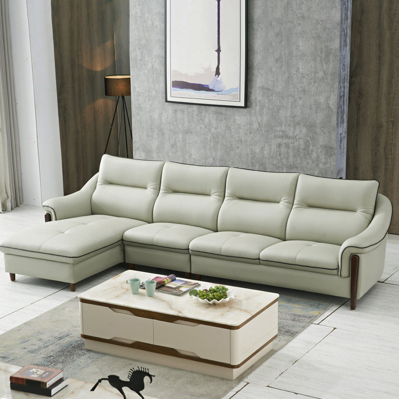 Nordic Style Sofa Bed Leather Material Sloping Armrest Cushioning Back Sofa