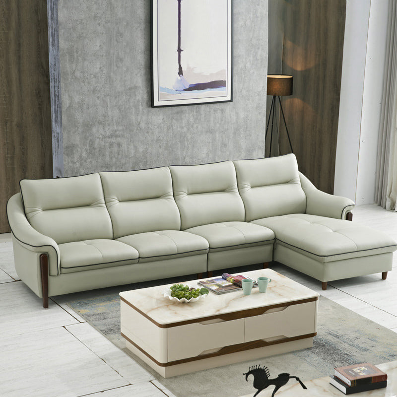 Nordic Style Sofa Bed Leather Material Sloping Armrest Cushioning Back Sofa