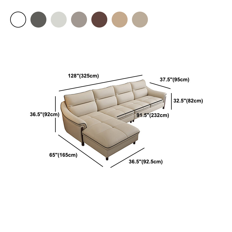 Nordic Style Sofa Bed Leather Material Sloping Armrest Cushioning Back Sofa