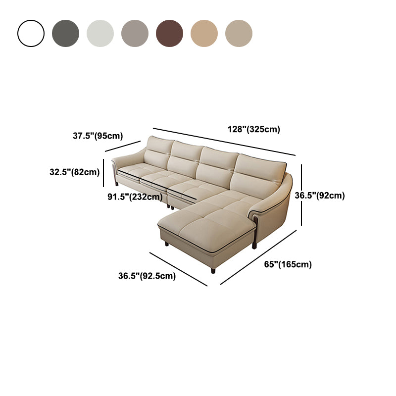 Nordic Style Sofa Bed Leather Material Sloping Armrest Cushioning Back Sofa