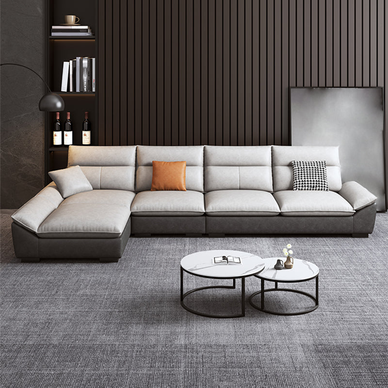 Flared Arm Sofa in White Stain/Water Resistant Sofa & Chaise