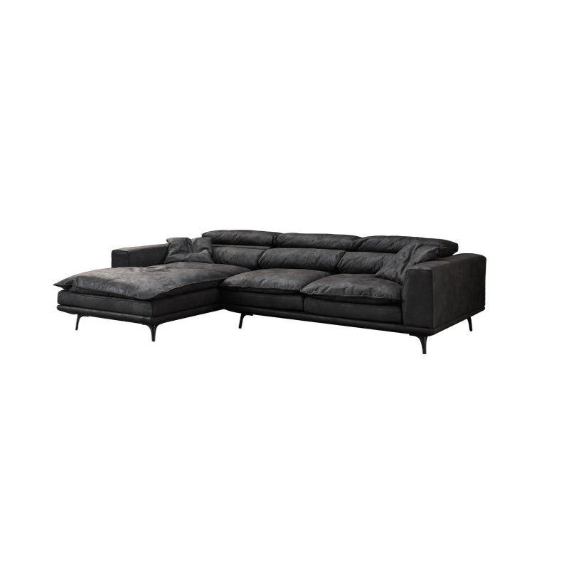 Square Armrest Cushioning Backrest Black Metal Sofa Legs Black Tech Fabric Sofa Bed