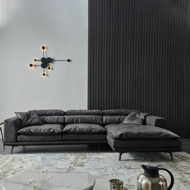 Square Armrest Cushioning Backrest Black Metal Sofa Legs Black Tech Fabric Sofa Bed