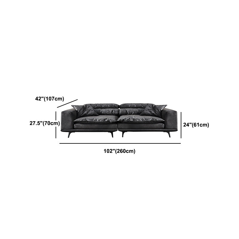 Square Armrest Cushioning Backrest Black Metal Sofa Legs Black Tech Fabric Sofa Bed