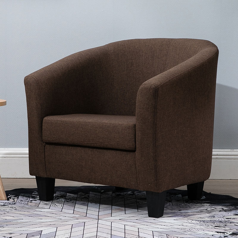 Linen Accent Chair 28.34" L x 28.34" W x 25.59" H Solid Wood Frame Barrel Chair