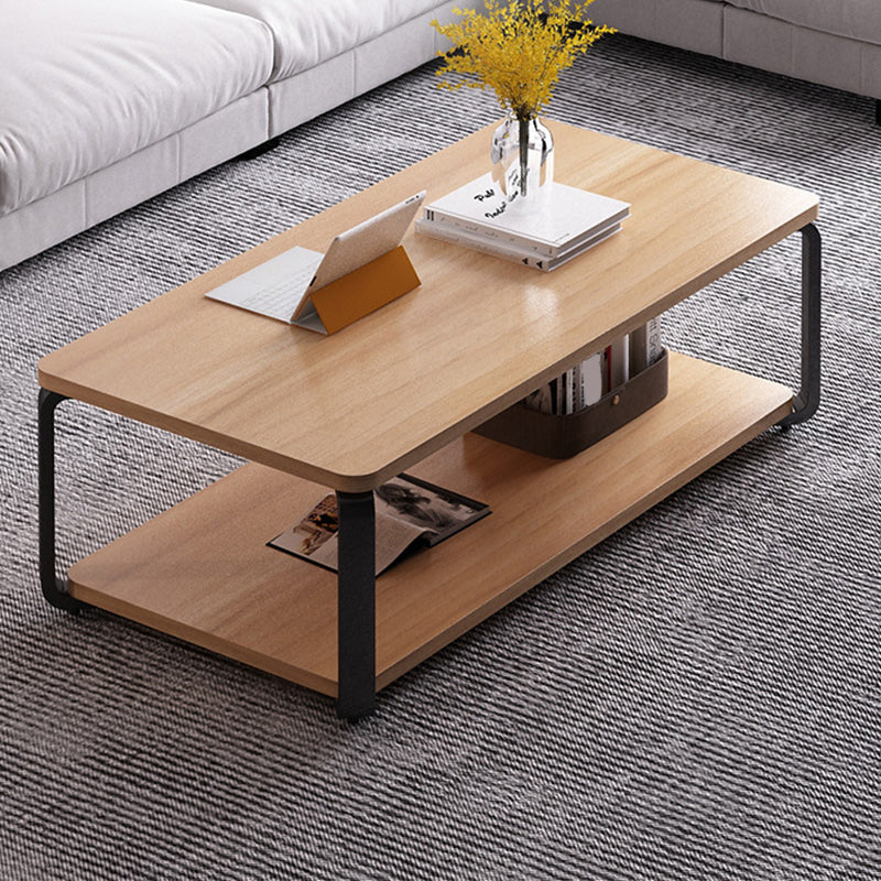 Modern Rectangular Coffee Table Natural/White Shelf Included Cocktail Table - 16.73" H