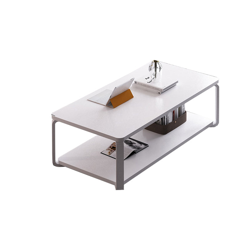 Modern Rectangular Coffee Table Natural/White Shelf Included Cocktail Table - 16.73" H