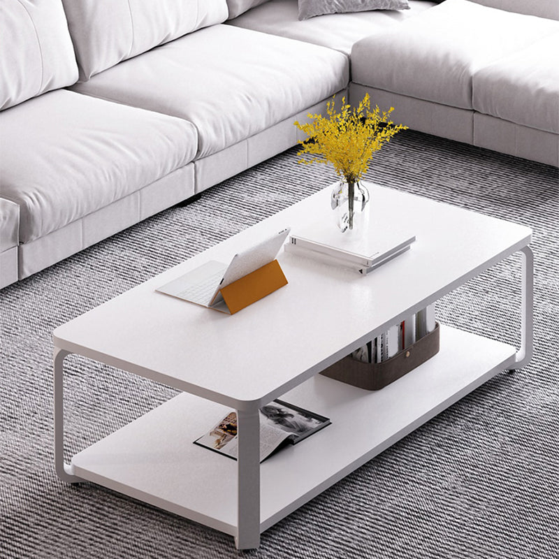 Modern Rectangular Coffee Table Natural/White Shelf Included Cocktail Table - 16.73" H