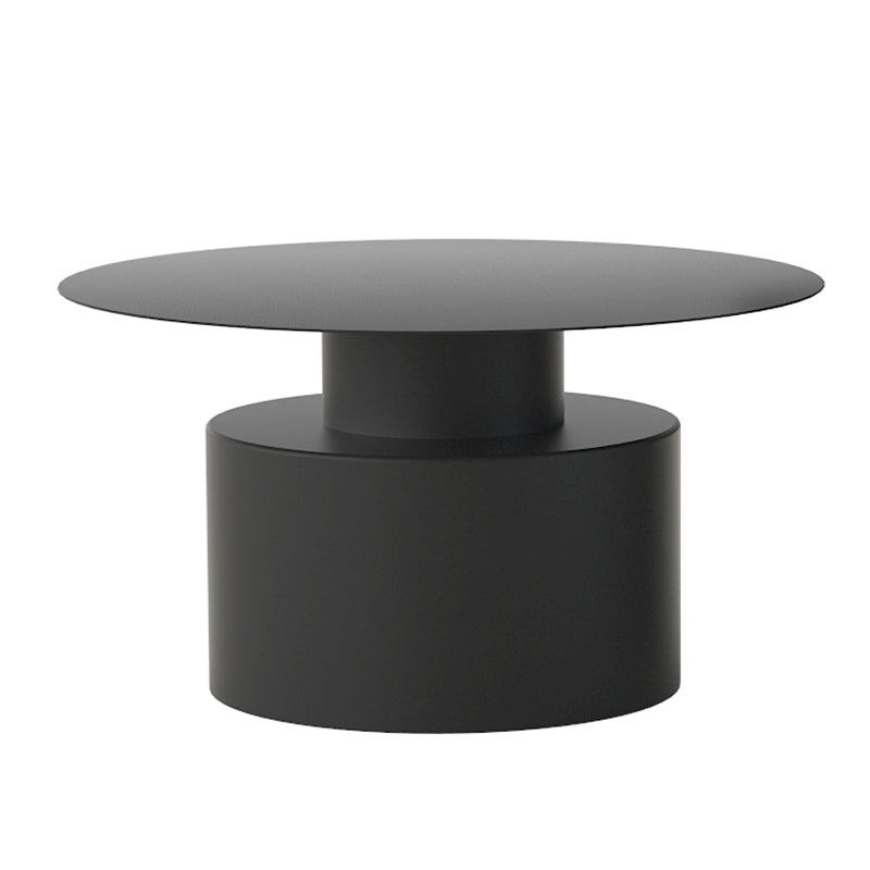 Round Metal Coffee Table Mid-century Modern Pedestal 2-Piece Cocktail Table