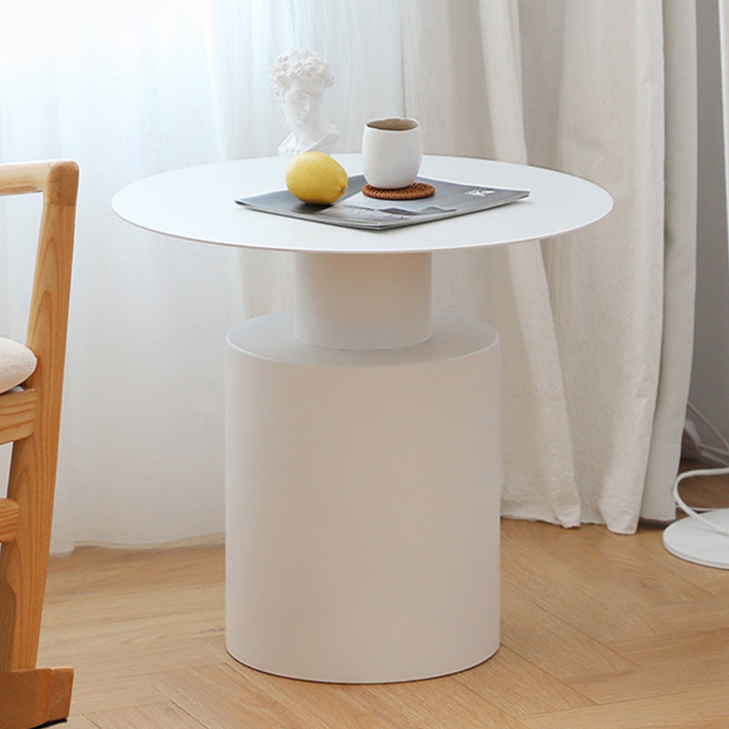 Round Metal Coffee Table Mid-century Modern Pedestal 2-Piece Cocktail Table