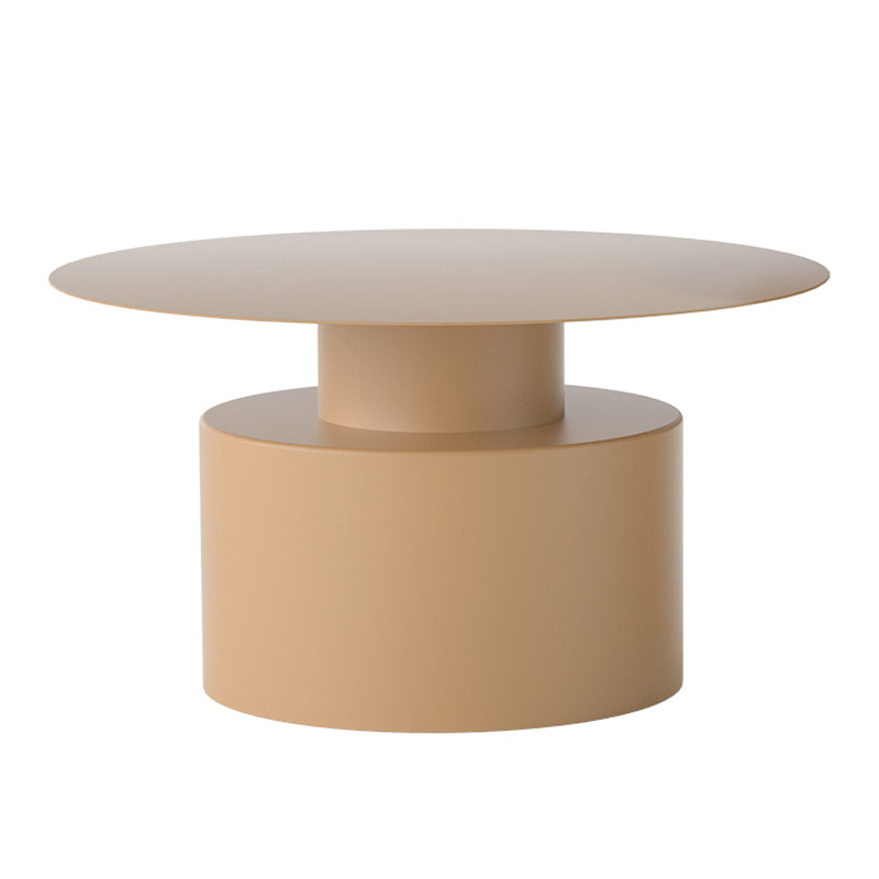 Round Metal Coffee Table Mid-century Modern Pedestal 2-Piece Cocktail Table