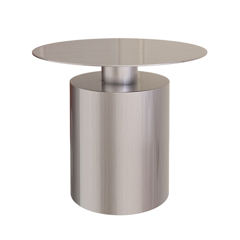 Round Metal Coffee Table Mid-century Modern Pedestal 2-Piece Cocktail Table