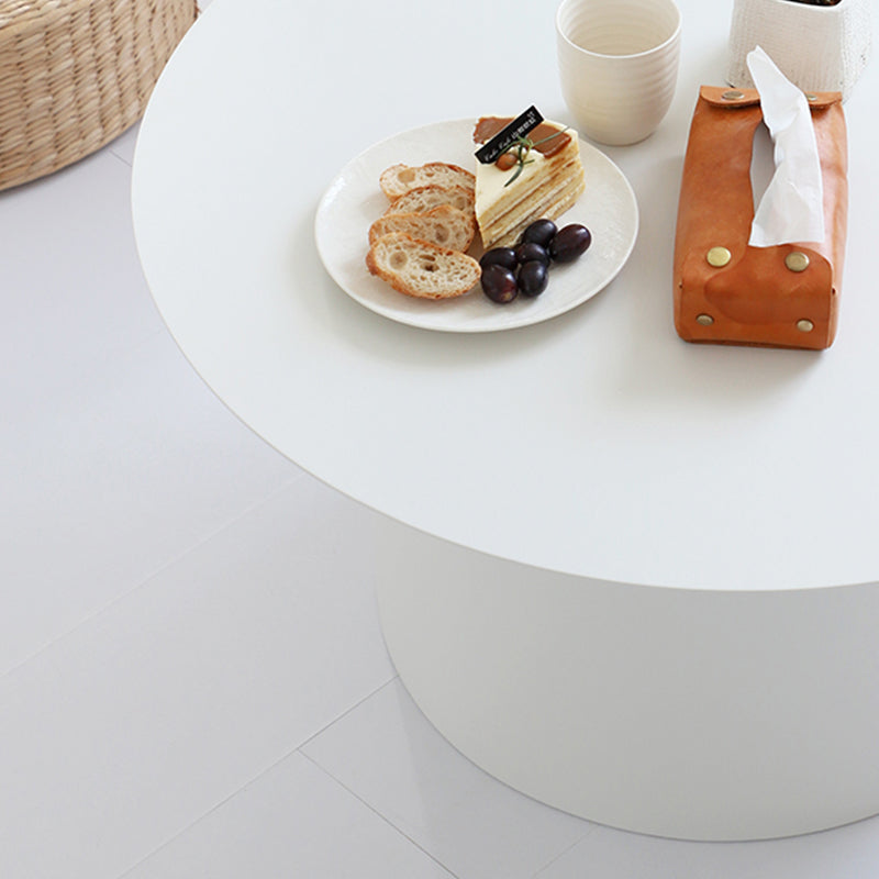 Round Metal Coffee Table Mid-century Modern Pedestal 2-Piece Cocktail Table