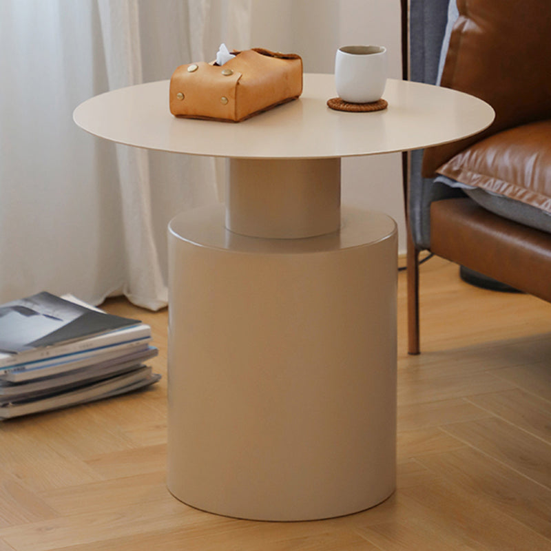 Round Metal Coffee Table Mid-century Modern Pedestal 2-Piece Cocktail Table