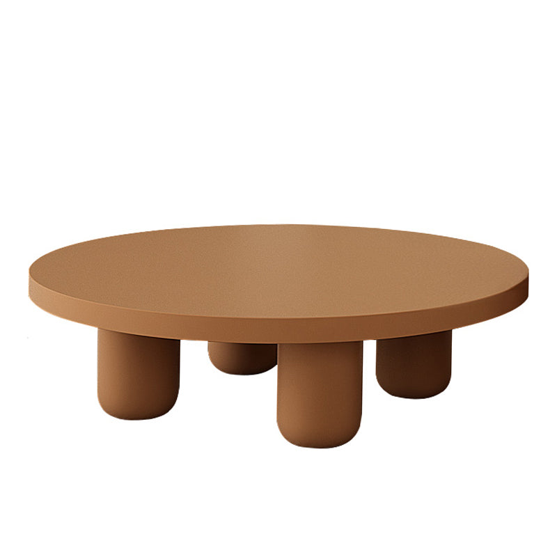13.7"/15.7"Tall 4 Legs Brown/ White Round Wooden Coffee Table