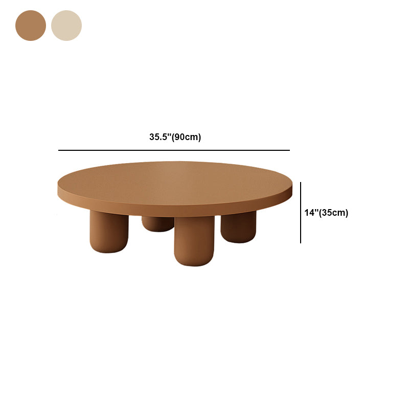 13.7"/15.7"Tall 4 Legs Brown/ White Round Wooden Coffee Table