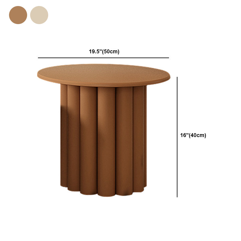 13.7"/15.7"Tall 4 Legs Brown/ White Round Wooden Coffee Table