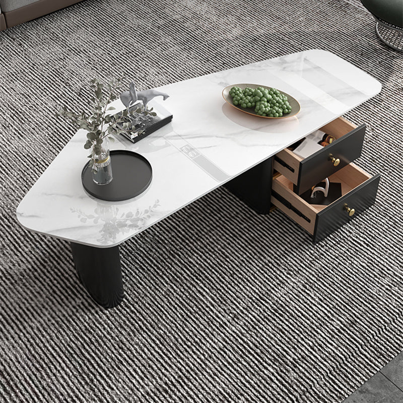 Glam Geometric Coffee Table Slate Top Cocktail Table for Living Room