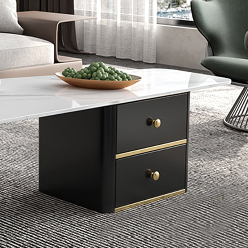 Glam Geometric Coffee Table Slate Top Cocktail Table for Living Room