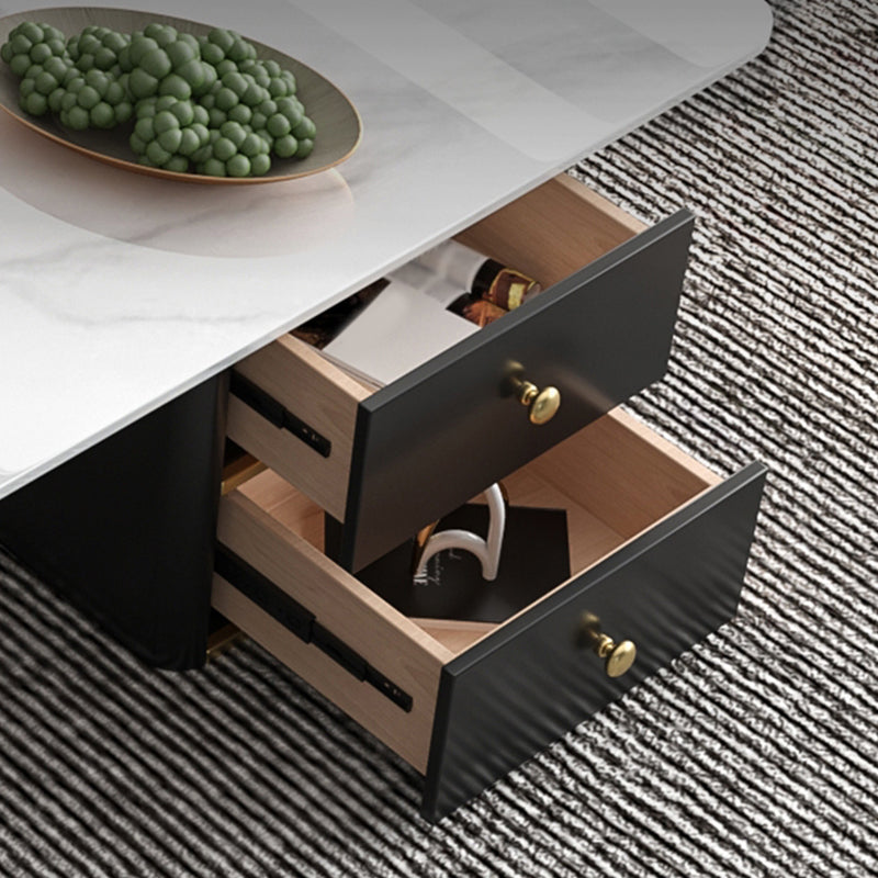 Glam Geometric Coffee Table Slate Top Cocktail Table for Living Room