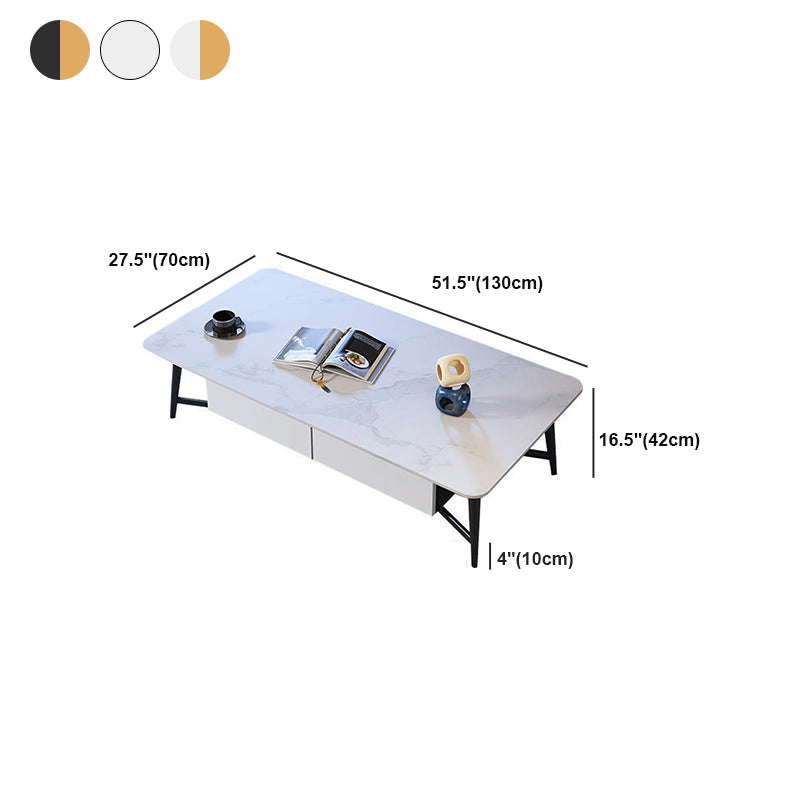Slate 4 Legs 1 Coffee Table Rectangle Cocktail Table with Storage Drawers