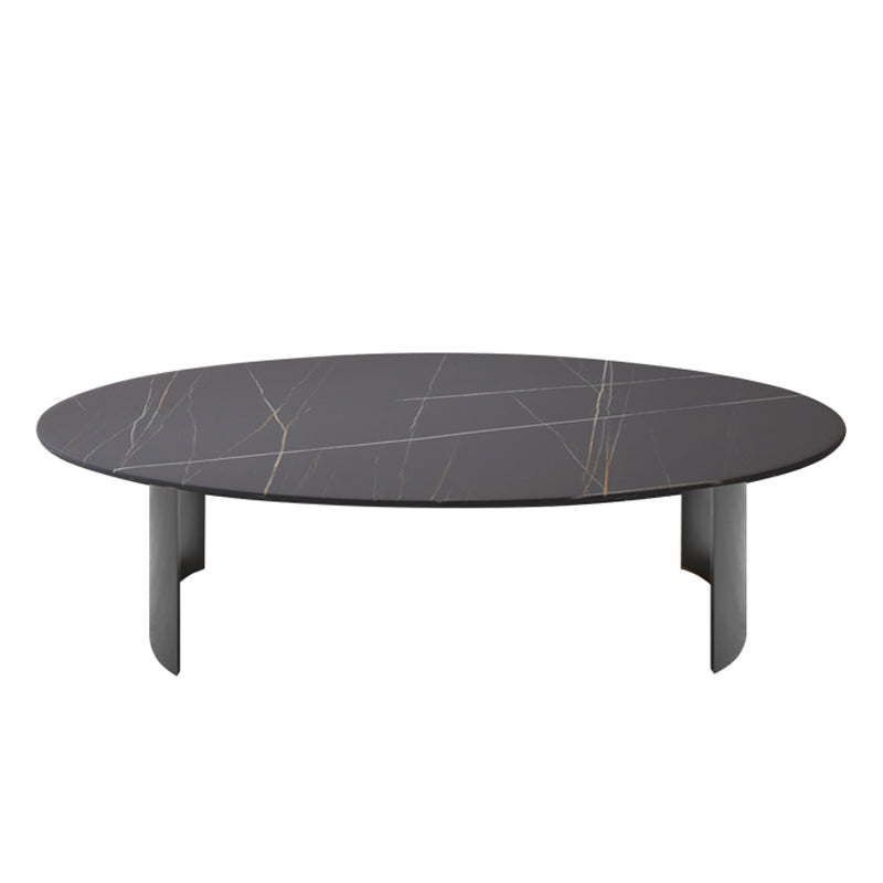 15.75" H 1 Single Coffee Table Glam Elliptical Stone Cocktail Table