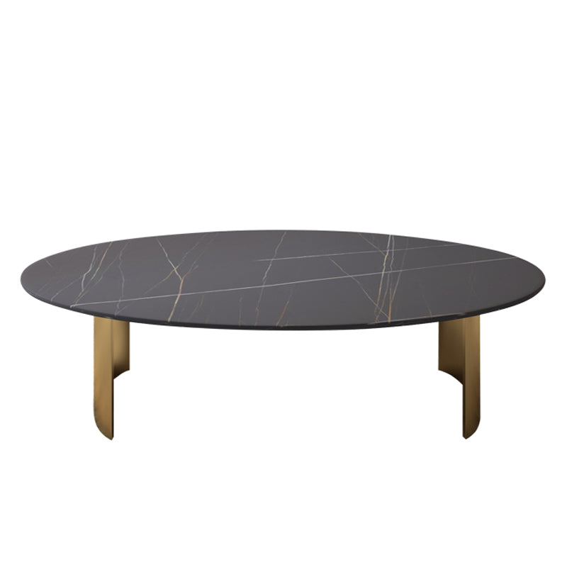 15.75" H 1 Single Coffee Table Glam Elliptical Stone Cocktail Table