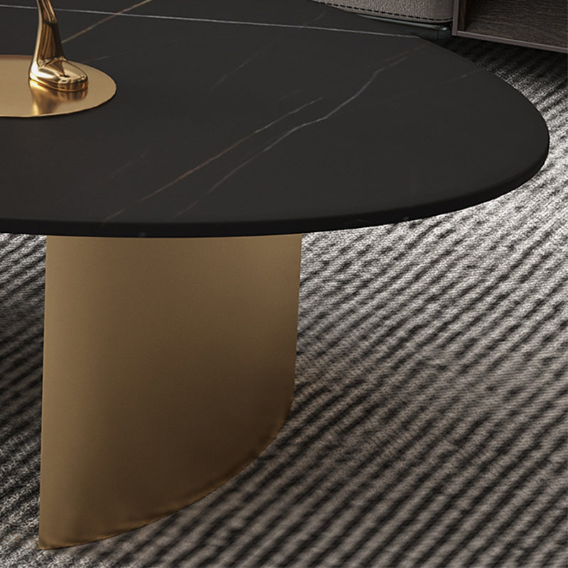 15.75" H 1 Single Coffee Table Glam Elliptical Stone Cocktail Table