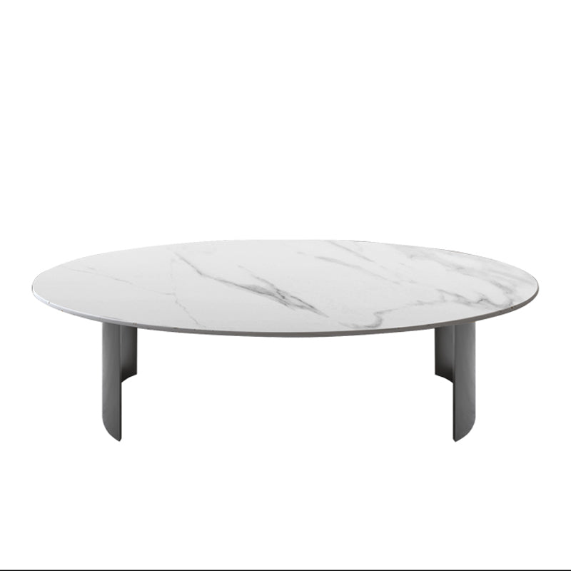 15.75" H 1 Single Coffee Table Glam Elliptical Stone Cocktail Table