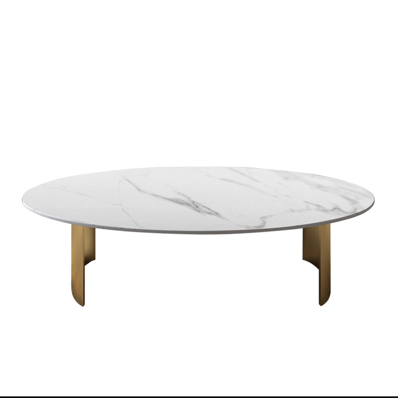 15.75" H 1 Single Coffee Table Glam Elliptical Stone Cocktail Table
