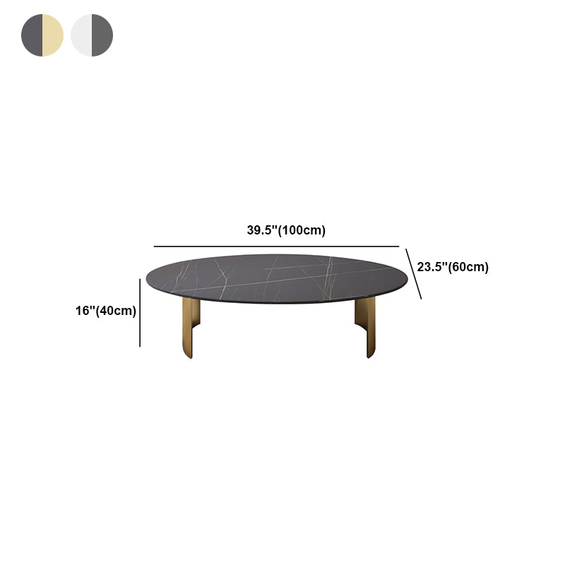 15.75" H 1 Single Coffee Table Glam Elliptical Stone Cocktail Table