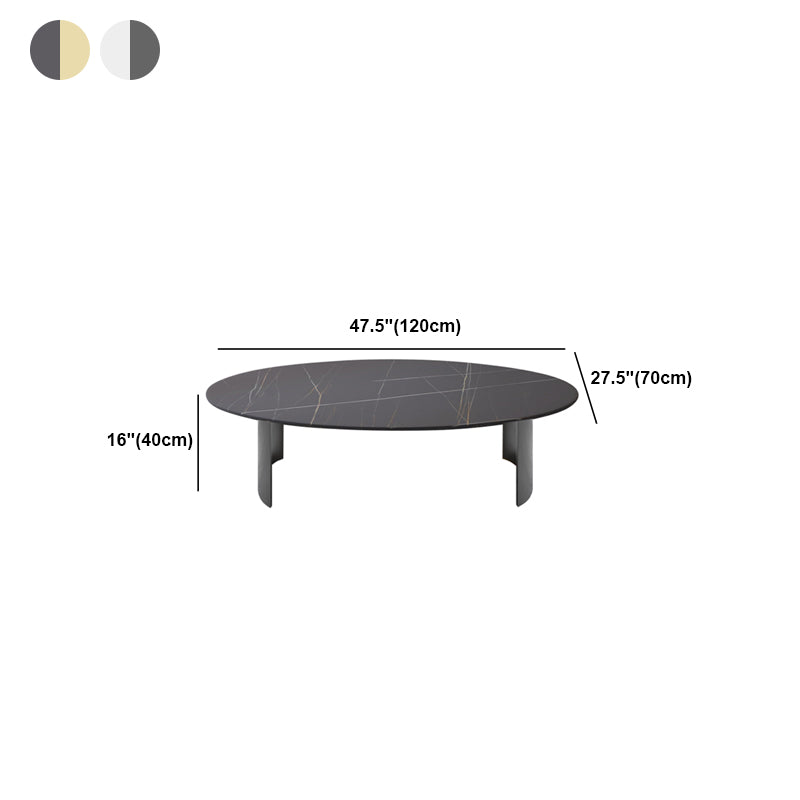 15.75" H 1 Single Coffee Table Glam Elliptical Stone Cocktail Table
