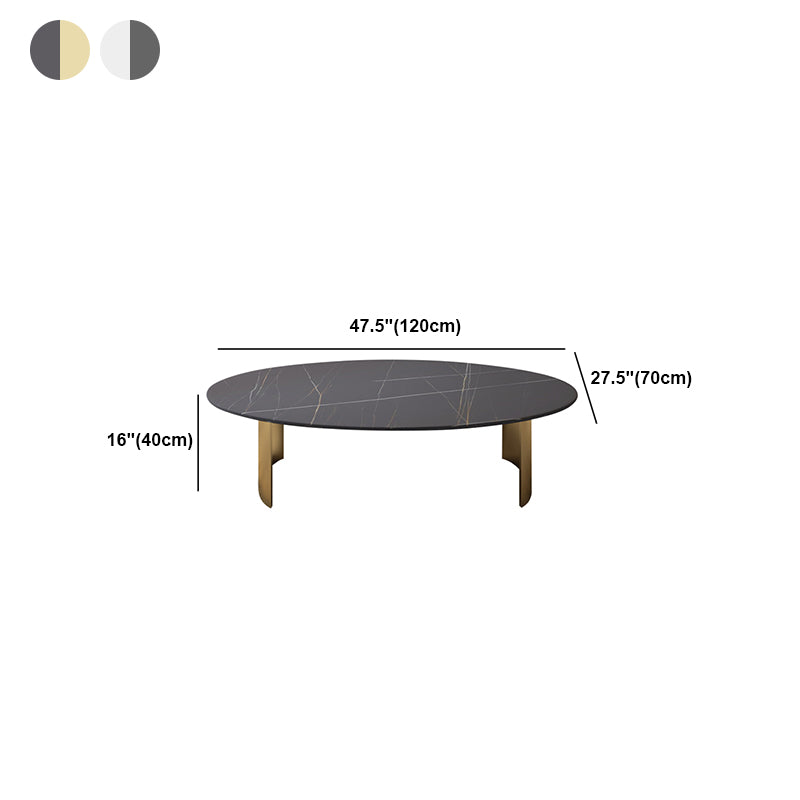 15.75" H 1 Single Coffee Table Glam Elliptical Stone Cocktail Table