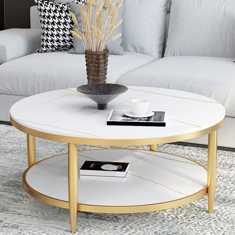 Glam Round 4 Legs Coffee Table Slate Top Coffee Cocktail Table