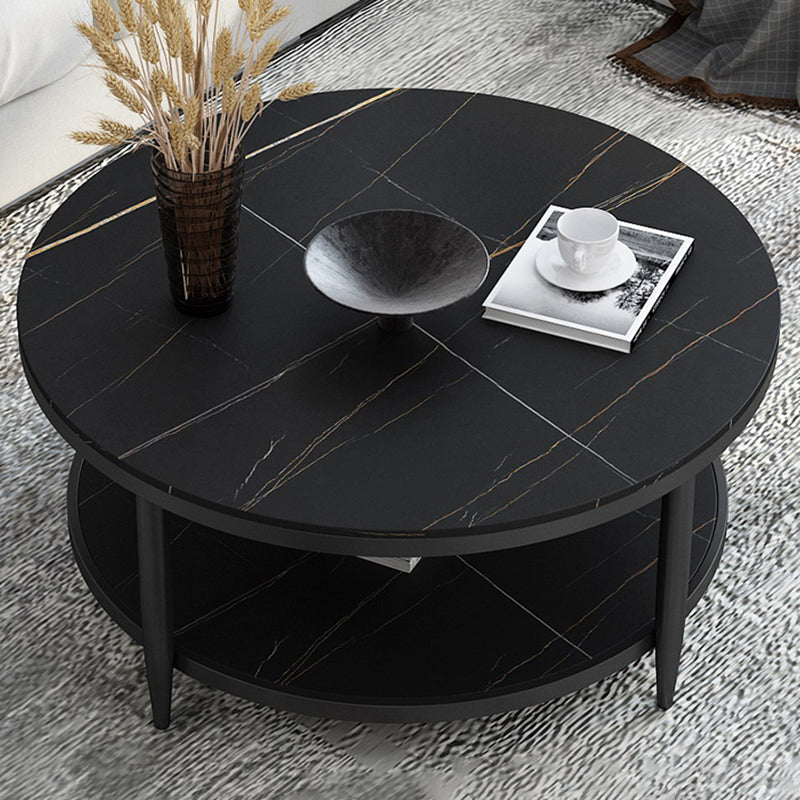 Glam Round 4 Legs Coffee Table Slate Top Coffee Cocktail Table
