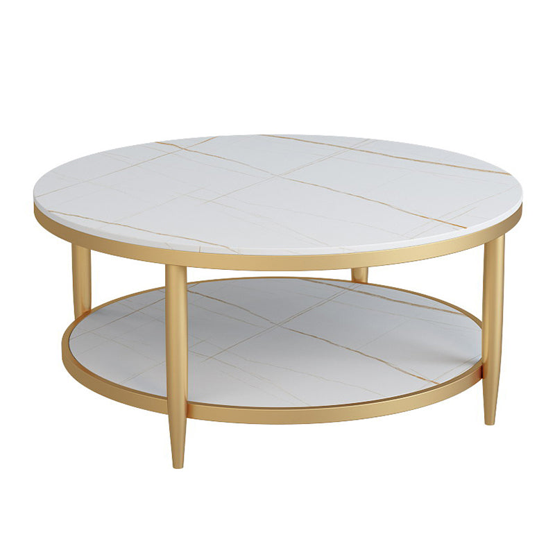 Glam Round 4 Legs Coffee Table Slate Top Coffee Cocktail Table