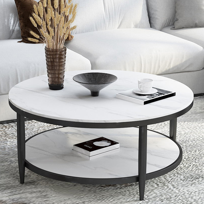 Glam Round 4 Legs Coffee Table Slate Top Coffee Cocktail Table