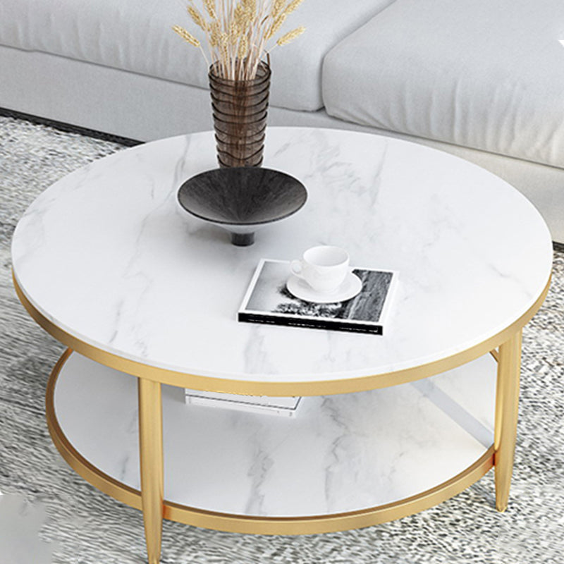 Glam Round 4 Legs Coffee Table Slate Top Coffee Cocktail Table