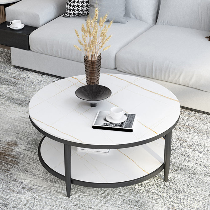 Glam Round 4 Legs Coffee Table Slate Top Coffee Cocktail Table