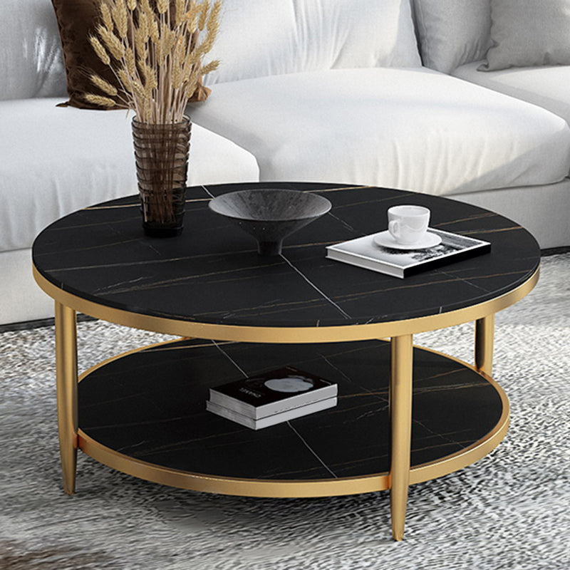 Glam Round 4 Legs Coffee Table Slate Top Coffee Cocktail Table