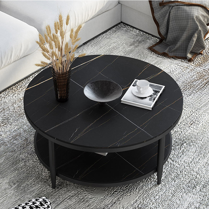 Glam Round 4 Legs Coffee Table Slate Top Coffee Cocktail Table