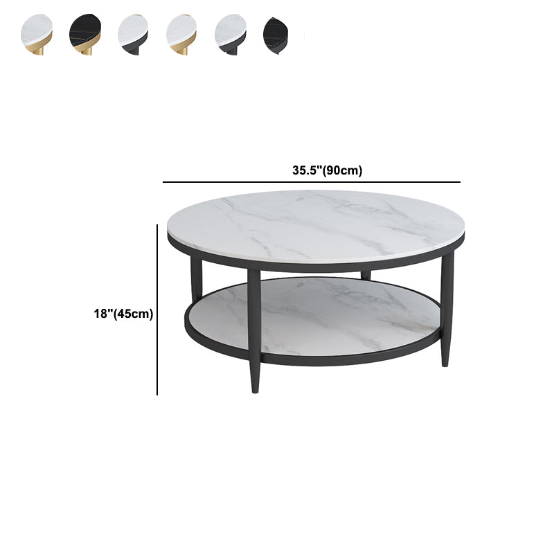 Glam Round 4 Legs Coffee Table Slate Top Coffee Cocktail Table