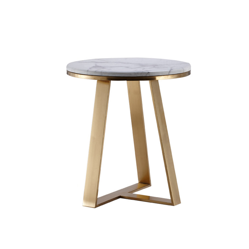 Glam Cross Legs Coffee Table Faux Marble Round Cocktail Table