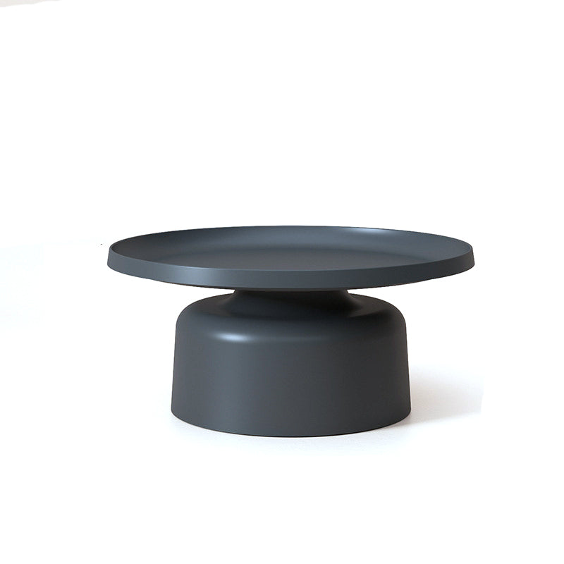 Round Tray Top Coffee Table Metal Pedestal 1 Single Cocktail Table