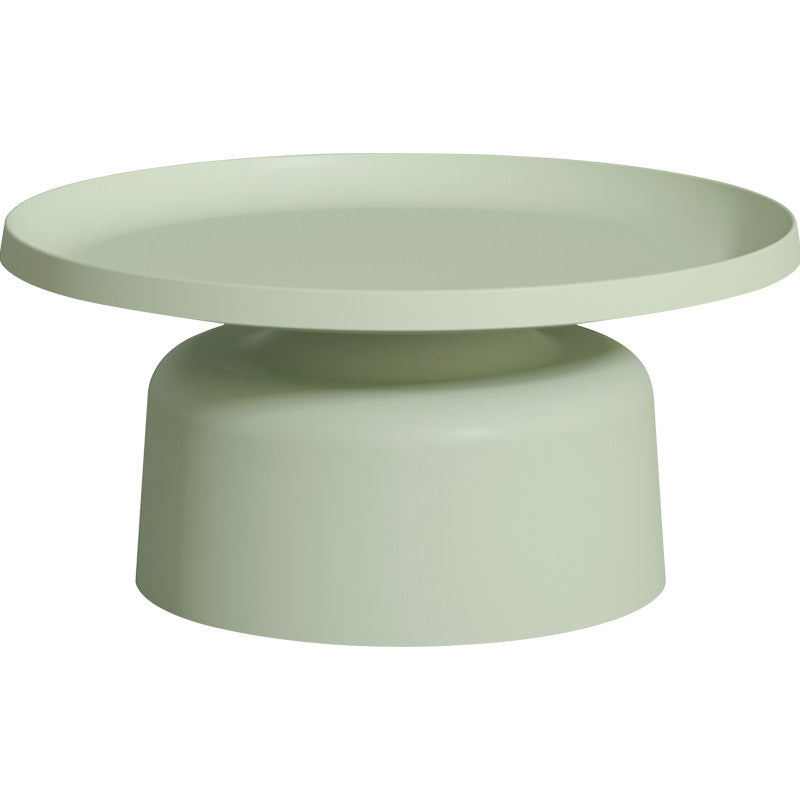 Round Tray Top Coffee Table Metal Pedestal 1 Single Cocktail Table